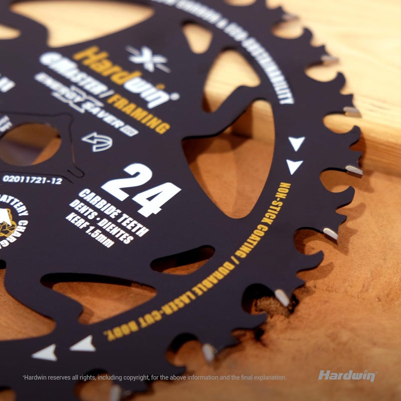 HARDWIN 7 1/4 Inch Framing Circular Saw Blade-3Pack, 24T ATB Carbide Teeth, Lightweight for Cordless Saws. Super Thin Kerf for Cutting Wood, Plywood, MDF, OSB, Hardwood, Softwood & More. - Image 2